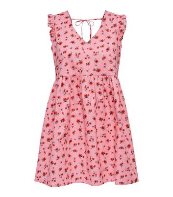 JDY Pink Flower Pattern Mini Dress New Look