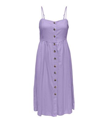 JDY Lilac Linen Blend Strappy Midi Dress New Look