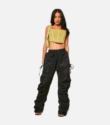 Missy Empire Black Elasticated Waist Ruched Side Joggers