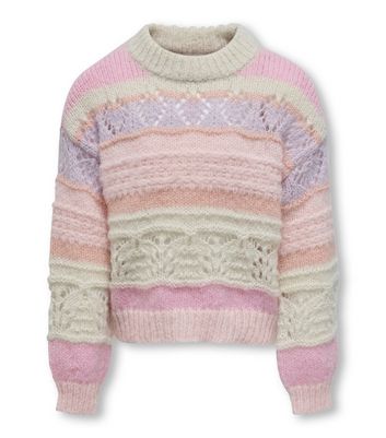 KIDS ONLY Pink Stripe Knit Crew Neck Jumper New Look