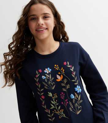KIDS ONLY Navy Floral Jersey Crew Neck Sweatshirt