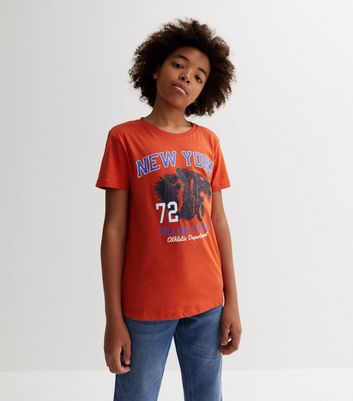 Name It Orange New York College League Logo T-Shirt New Look