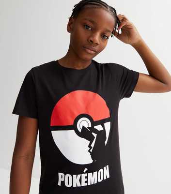Name It Black Crew Neck Battle Time Pokémon Ball Logo T-Shirt
