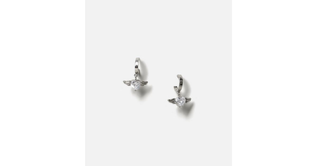Sterling Silver Three Cubic Zirconia Wide Hoop Earrings (10c Coin Size Diameter)