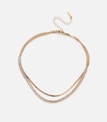 Freedom Gold Diamanté Layered Chain Necklace