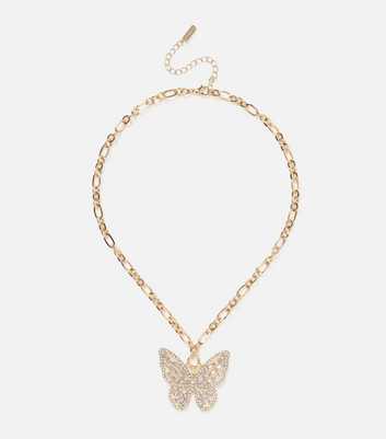 Freedom Gold Diamanté Butterfly Pendant Necklace