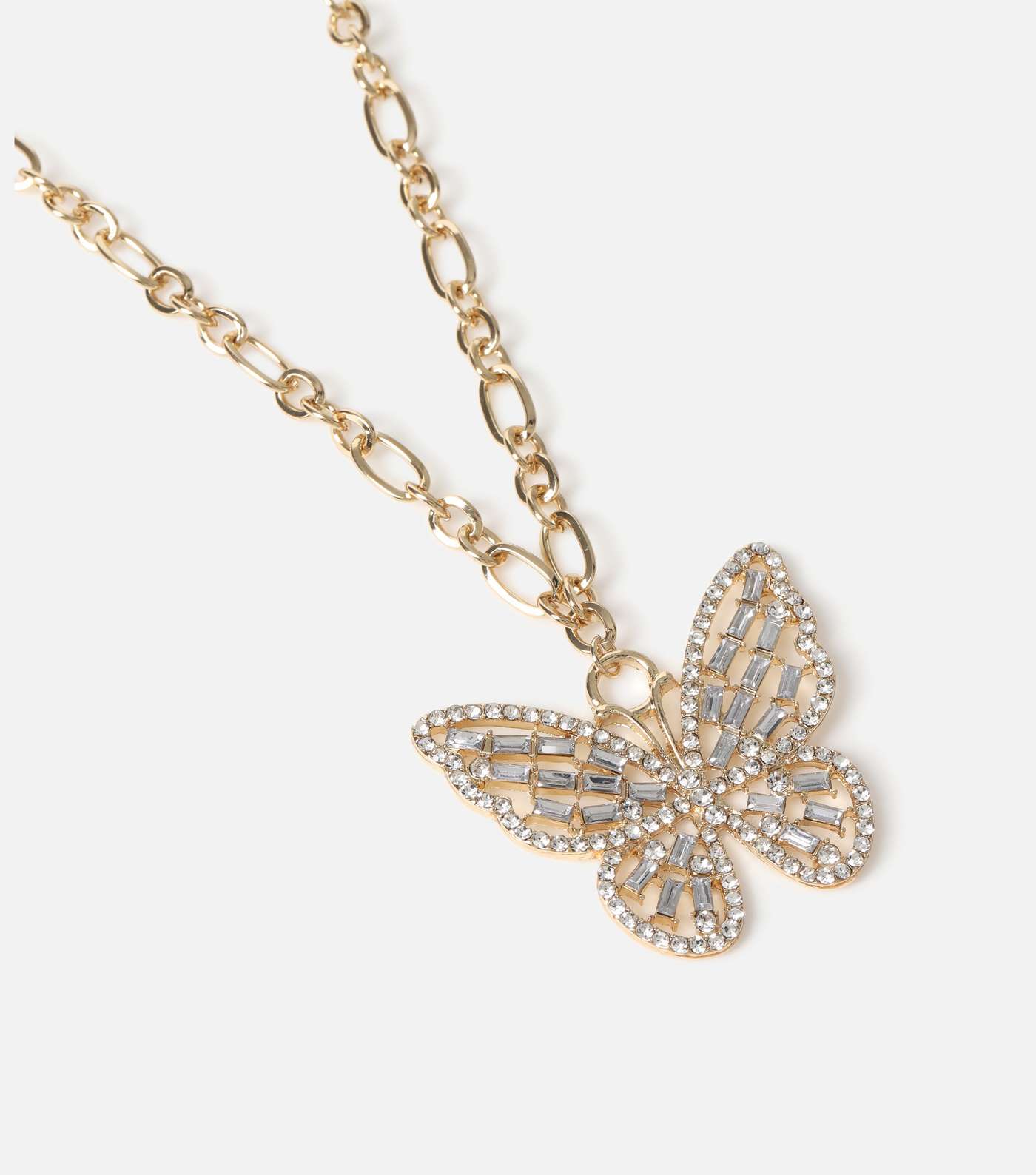 Freedom Gold Diamanté Butterfly Pendant Necklace Image 2
