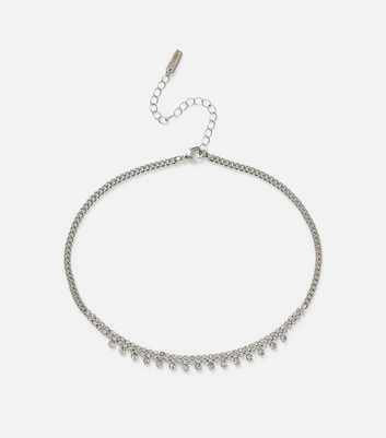 Freedom Silver Diamanté Drop Chain Necklace
