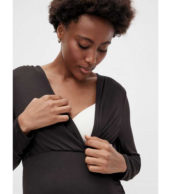 Mamalicious Maternity Dark Brown Wrap Nursing Midi Dress