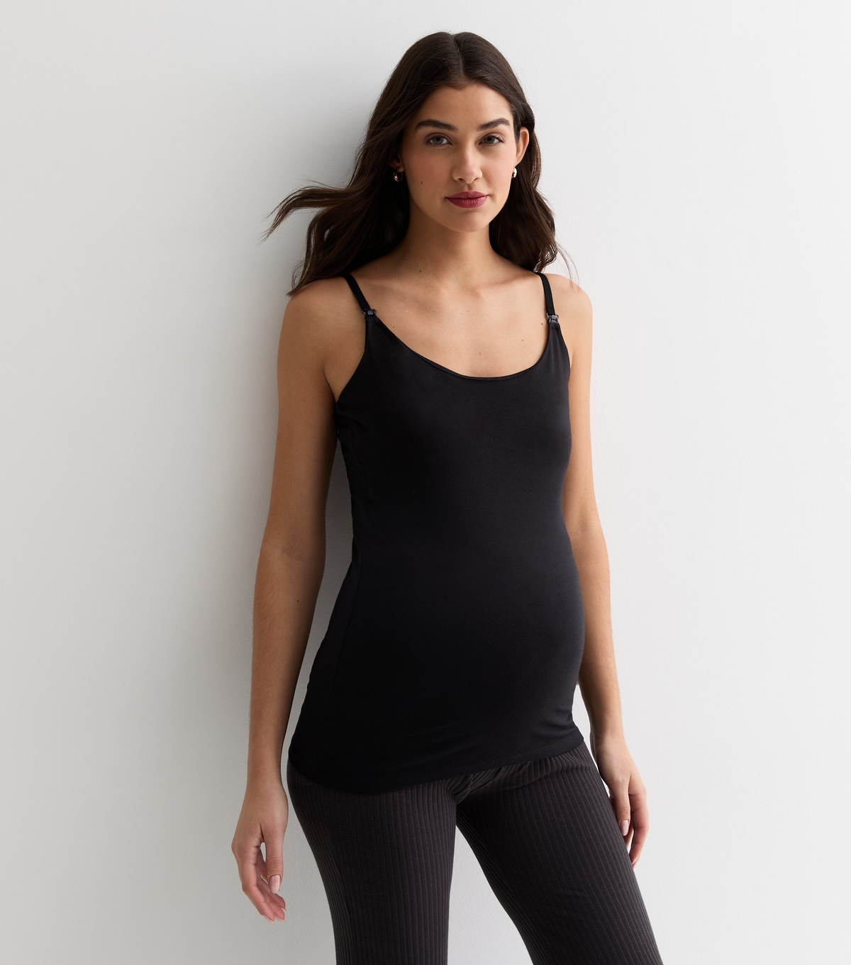 Women's Maternity Black Jersey Nursing Cami New Look