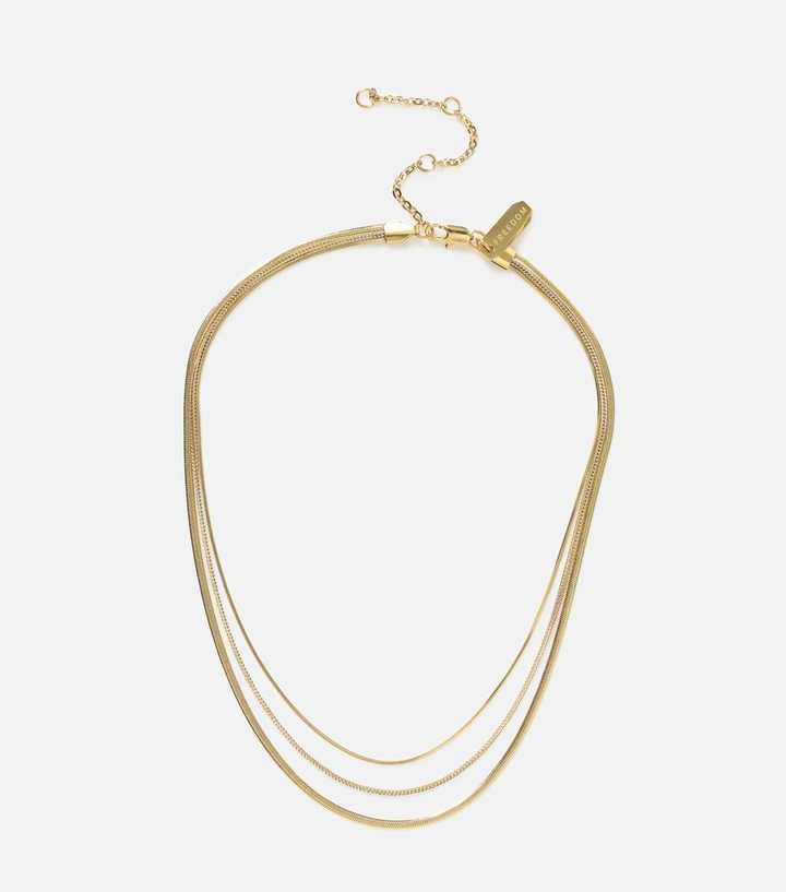 Freedom Gold Triple Layered Chain Necklace