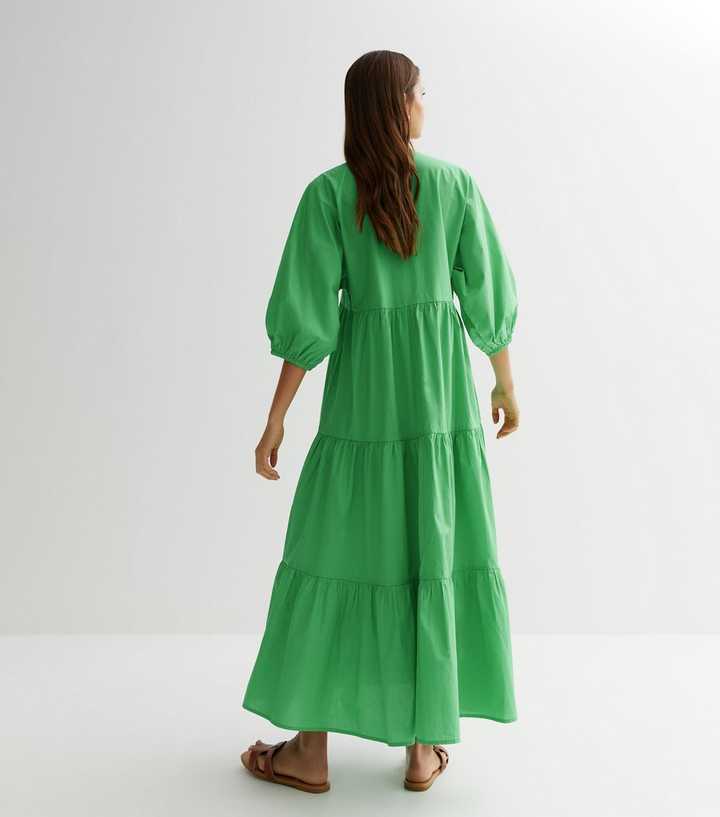 Earthy Green Puff Sleeve Maxi Dress – Al-Jamilah