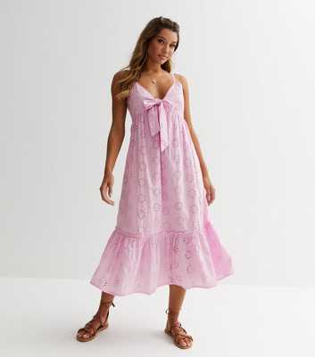 Lilac Strappy Tie Front Midi Dress