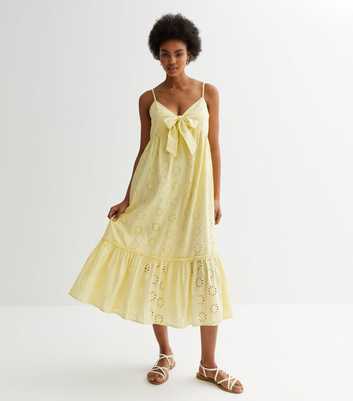 Yellow Strappy Tie Front Midi Dress