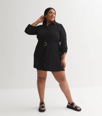 Black shirt dress plus size online