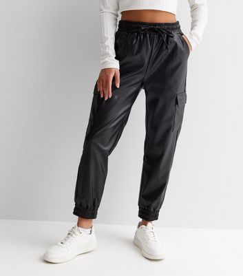 Leather look 2025 joggers womens