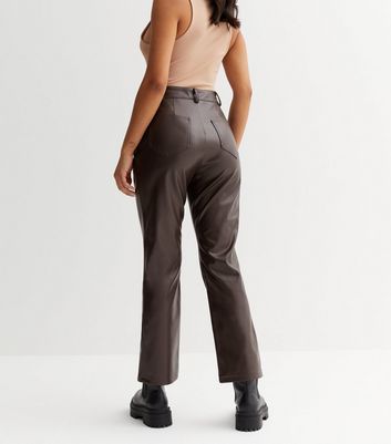 Terracotta linen flat-front regular fit Women Trousers | Sumissura