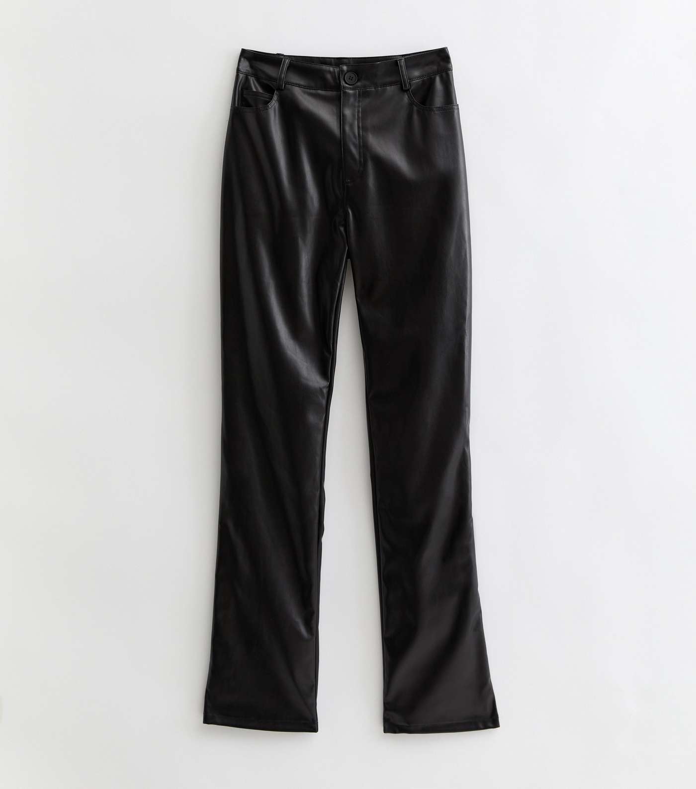 Tall Black Leather-Look Western Trousers Image 5