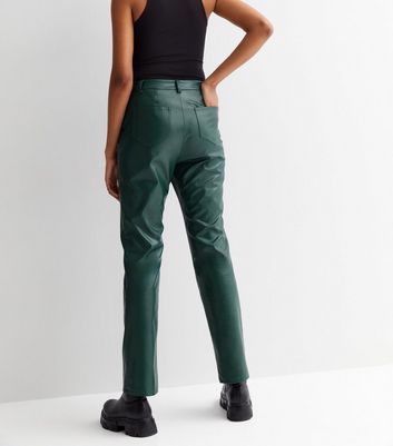 Green leather shop look trousers