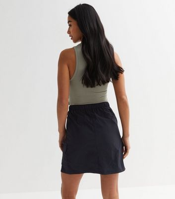 Petite Black Parachute Cargo Mini Skirt | New Look