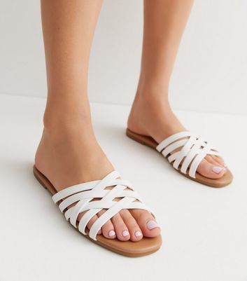 white strappy mule