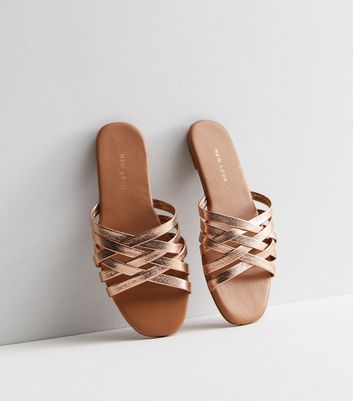 Womens rose gold store sliders