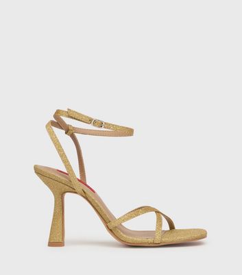 Gold strappy store heels new look