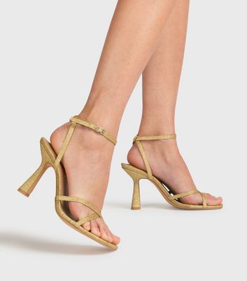 Amazon.com | Comfity High Heel Strappy Sandals for Women Slingback Pumps  Pointy Toe Party Wedding Rivets Shoes Gold Glitter 6US | Shoes