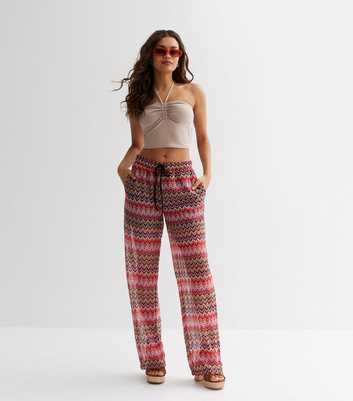 Vero Moda Red Pattern High Waisted Trousers