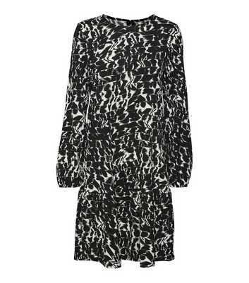Vero Moda Curve Black Abstract Jersey Long Puff Sleeve Mini Dress