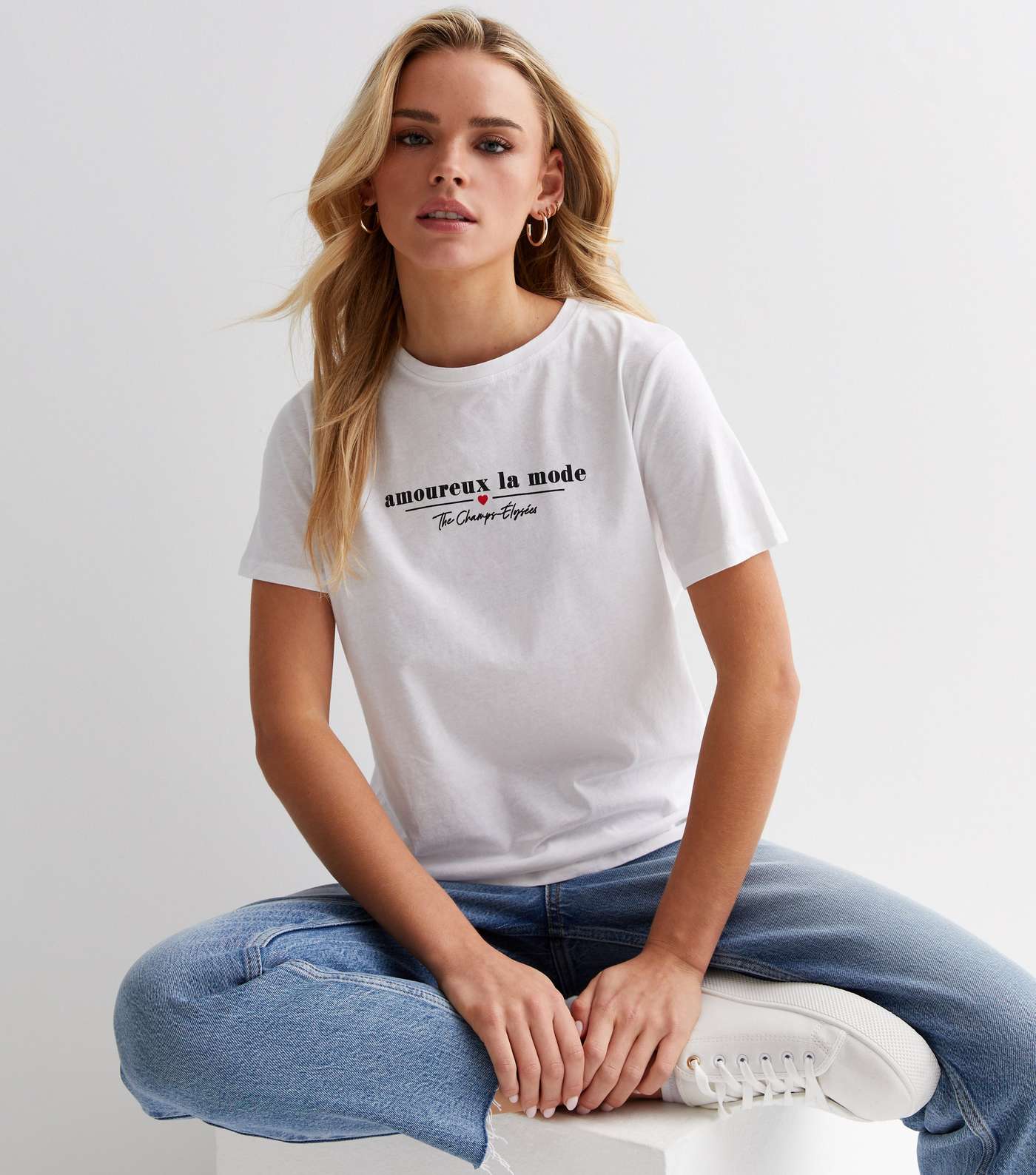 Petite White Amoureux La Mode Logo T-Shirt Image 2