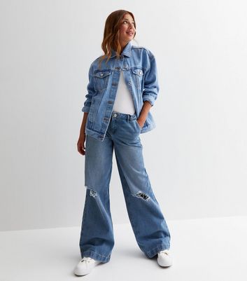 KIDS ONLY Blue Ripped Wide Leg Jeans | New Look
