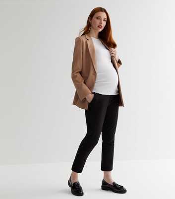 Mamalicious Maternity Black Crop Chino Trousers