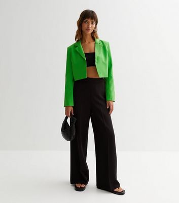 ONLY Green Button Front Crop Blazer New Look