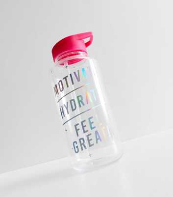 Bright Pink Motivate Hydrate 1L Straw Water Bottle