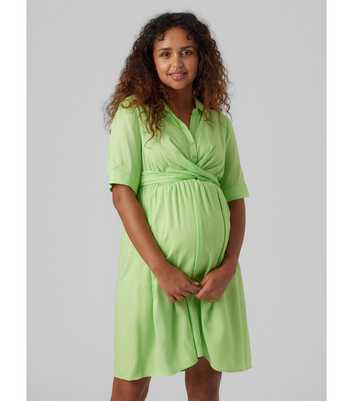 Mamalicious Light Green Mini Shirt Dress
