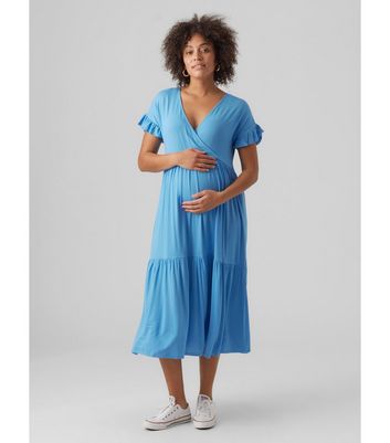 Maternity midi 2024 wrap dress