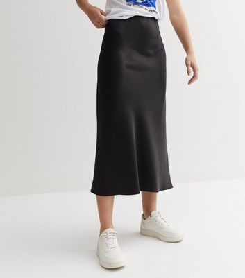 Black satin shop skirt new look