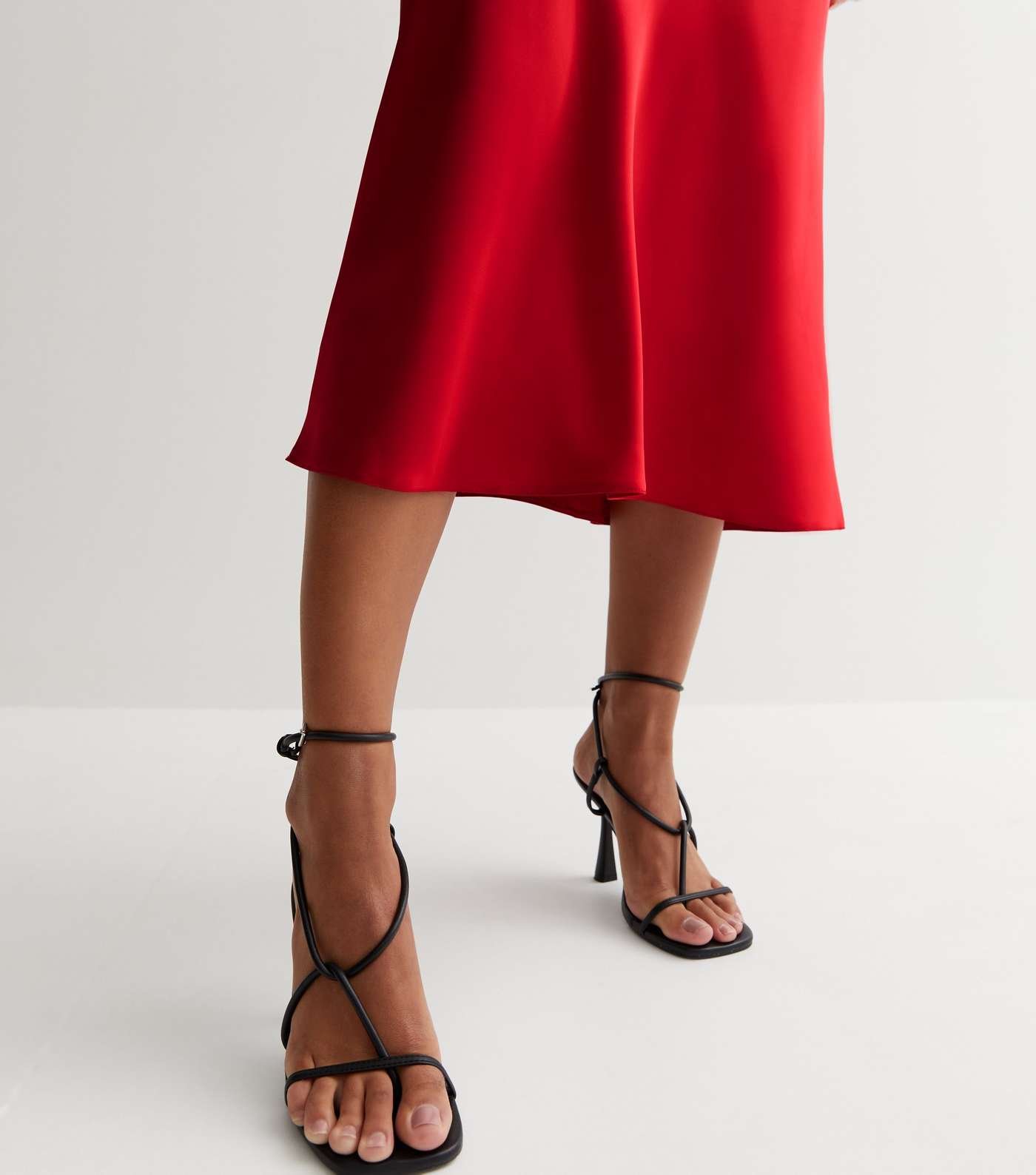 Red Satin Bias Cut Midaxi Skirt Image 3