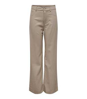 ONLY Stone Linen Blend Wide Leg Trousers