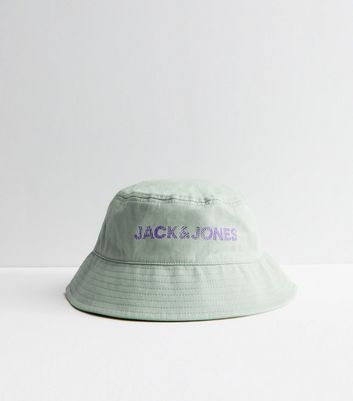 Men's Jack & Jones Light Green Logo Bucket Hat New Look