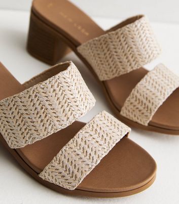 Raffia cheap block heels