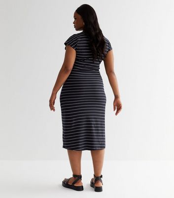 Navy jersey midi clearance dress