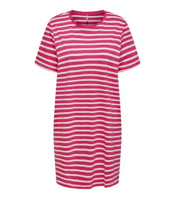 Pink stripe hot sale t shirt dress