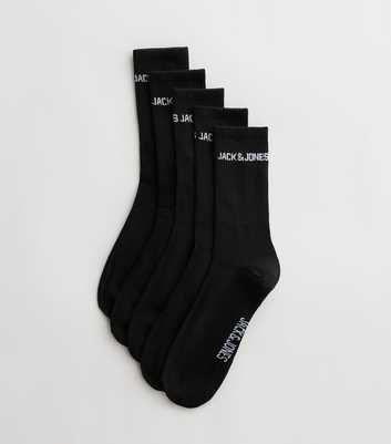 Jack & Jones 5 Pack Black Logo Socks