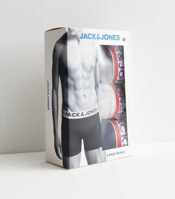 Jack & Jones 3 Pack Black Navy and Grey Logo Boxers
