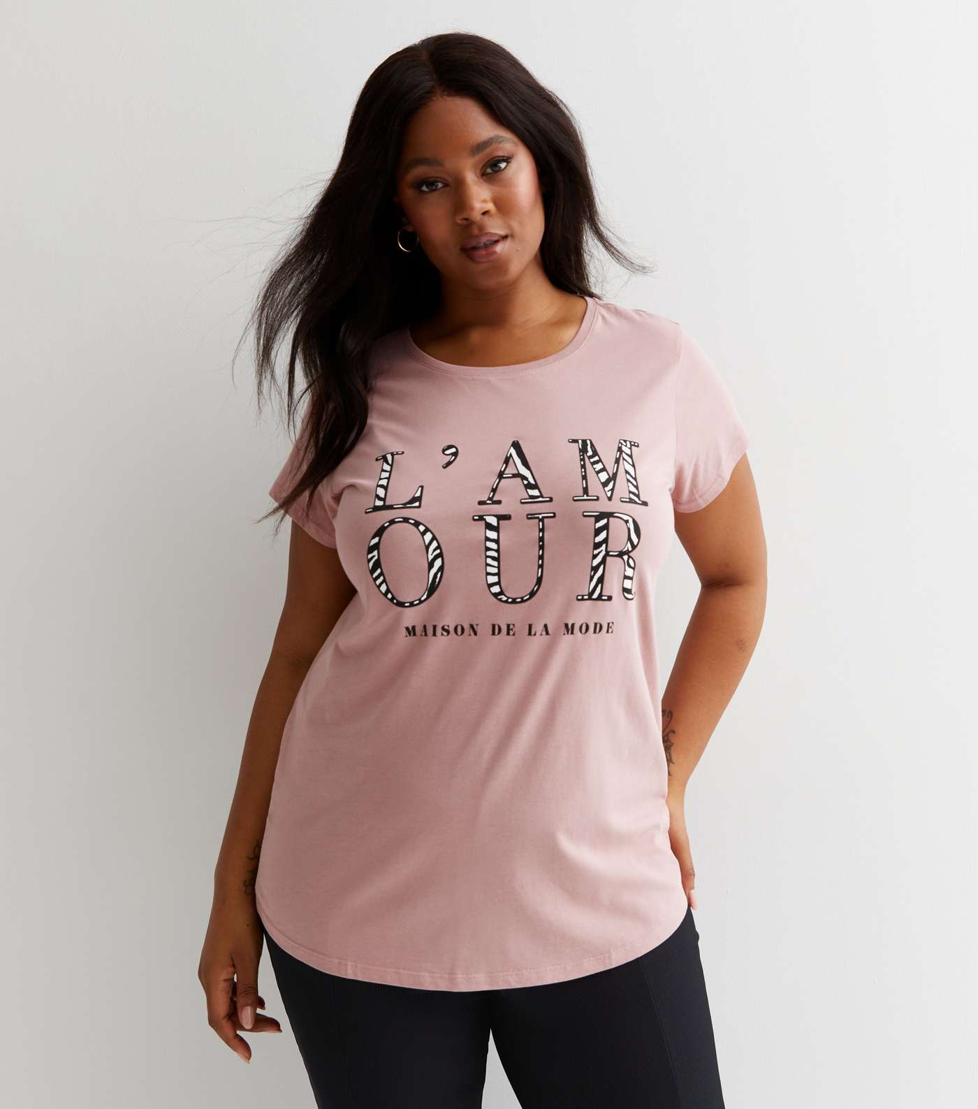 Curves Pink Zebra Print Lamour Logo T-Shirt Image 2