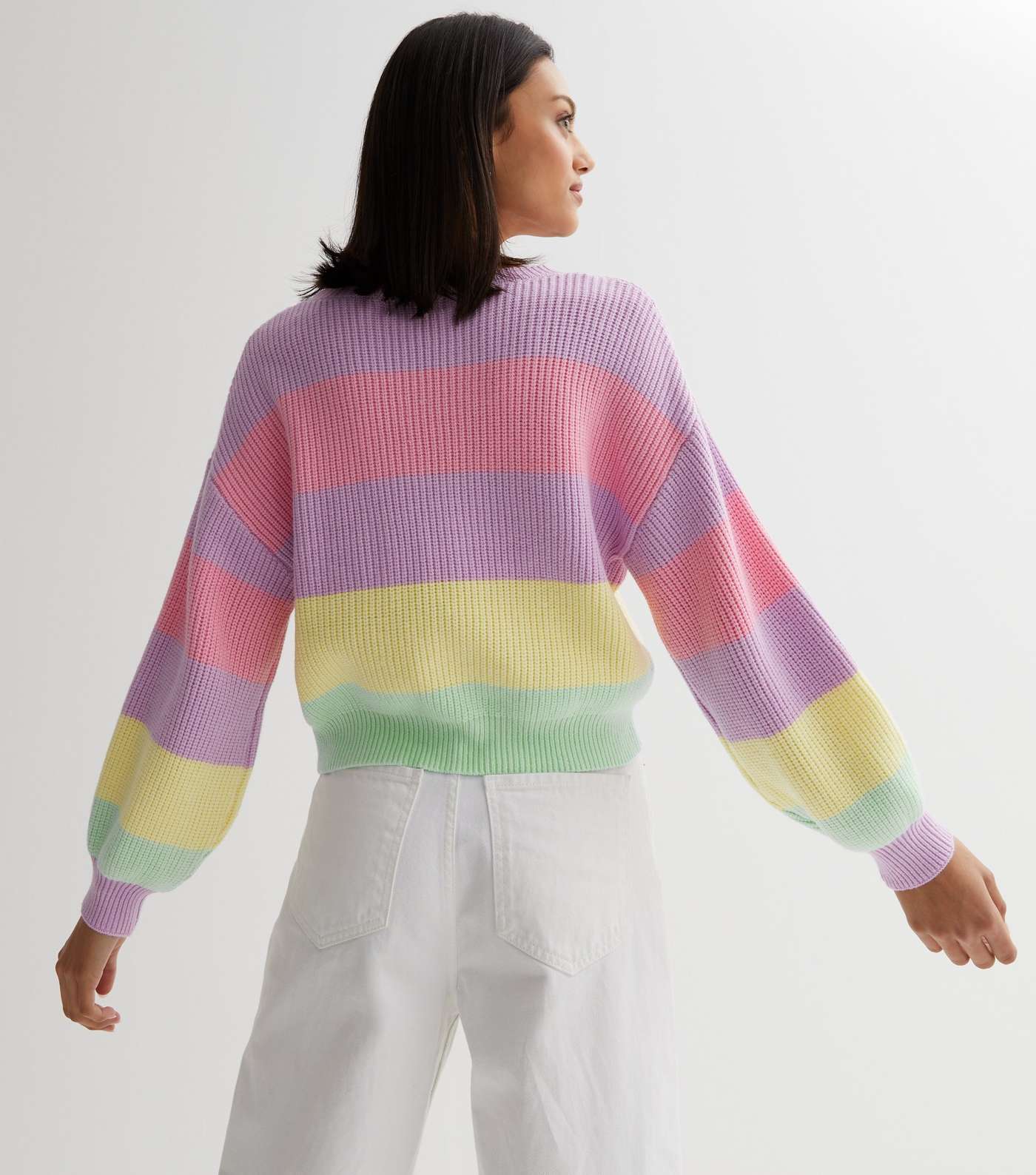 Sunshine Soul Multicoloured Stripe Knit Crew Neck Jumper Image 4