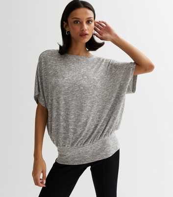 Pale Grey Knit Batwing Top