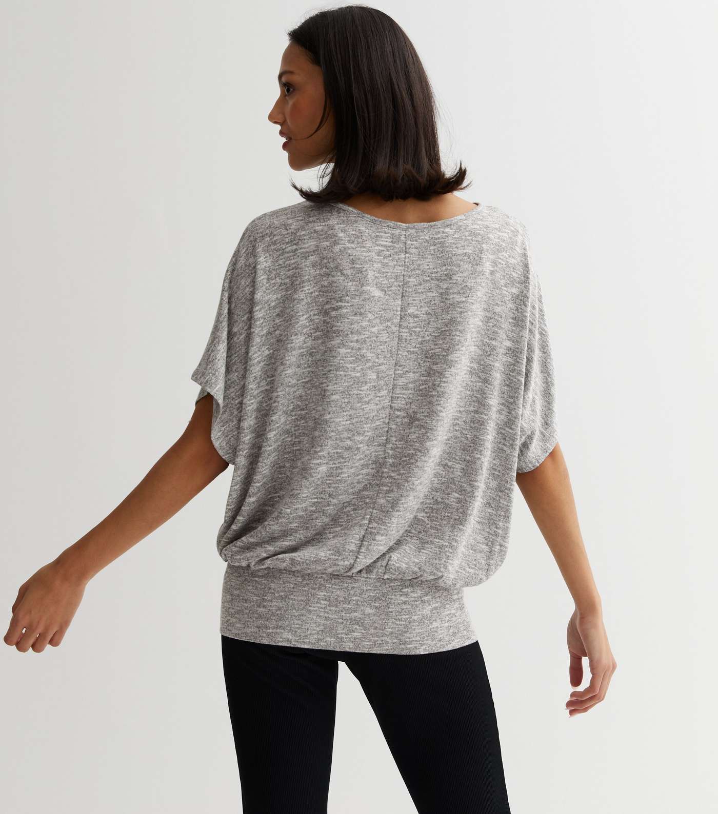 Pale Grey Knit Batwing Top Image 4